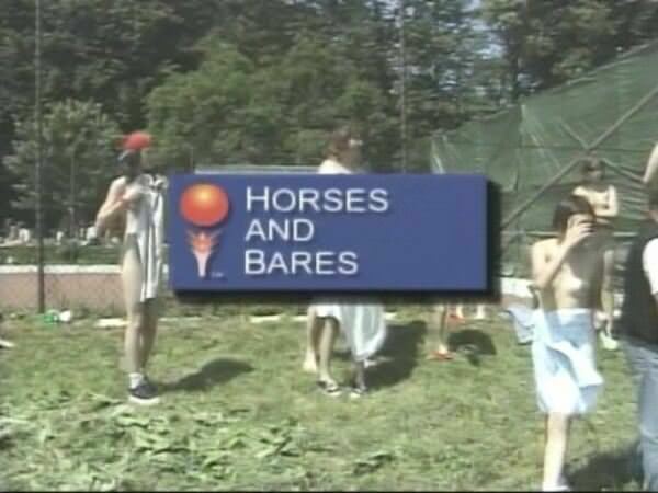 Naked riding - nudists on a farm for breeding horses