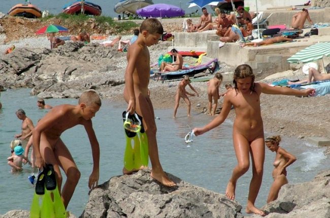 Amateur video of nudists on the beach