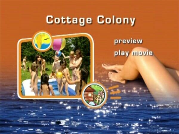 Colony of naturist outdoors in the cottage small town