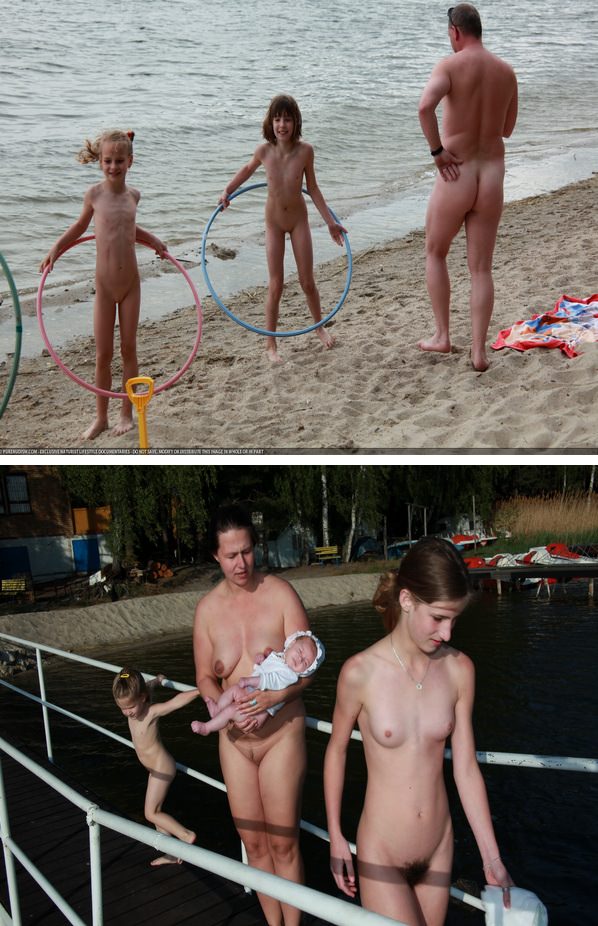 Family nudism on the lake