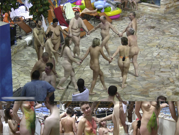 The company of nudists in the pool (Purenudism Video HD)