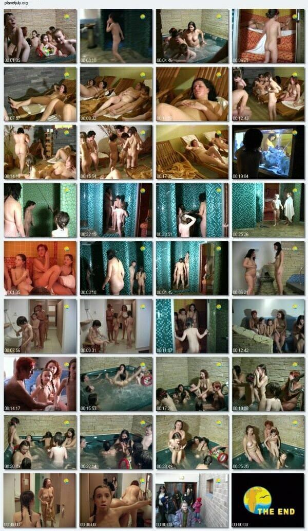 Family nudism in a sauna - Video Naturist Freedom