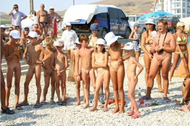 Meeting of nudists on a beach