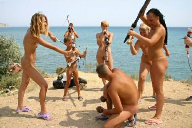 Nudists play Indians