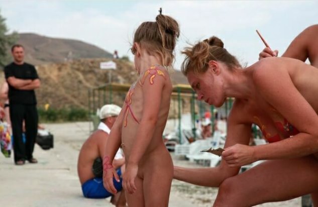 Family nudism - Mother and daughter nudists