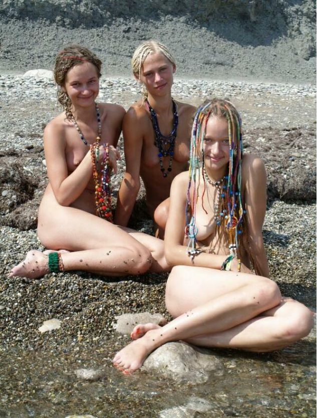 Girls of the nudist naked on a beach