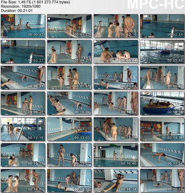 Family nudism - Family rest in the pool (HD quality)